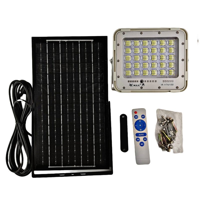پنل خورشیدی،پنل خورشیدی اقساطی،نورمانا،پروژکتورخورشیدی وی مکس مدل IR-V76100 ظرفیت 100وات ساعت